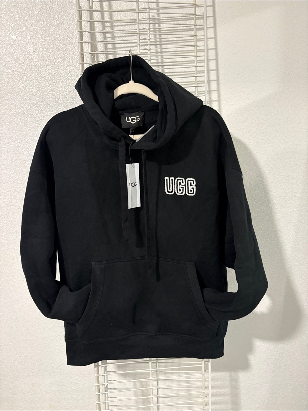 UGG Black Pullover Hoodie with White Logo